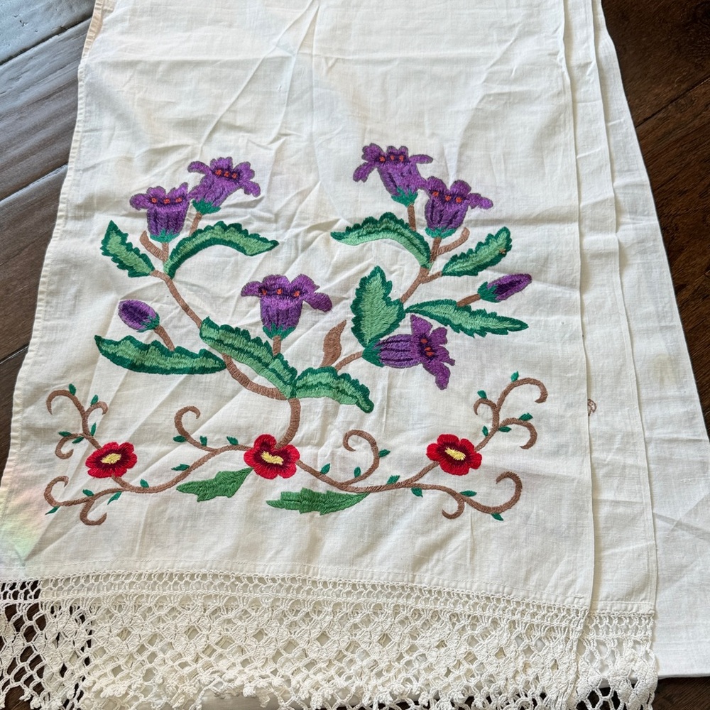 Vintage Embroidered Table Runner